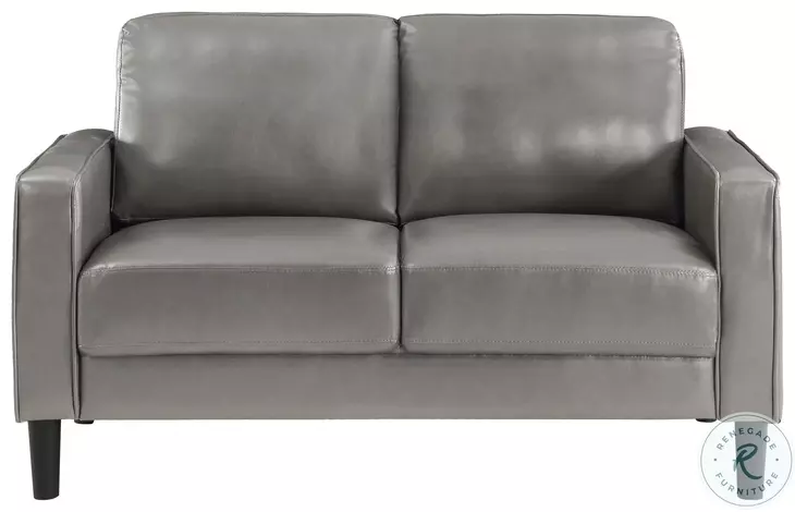 Ruth Gray Track Arm Faux Leather Loveseat From Coaster Furniture