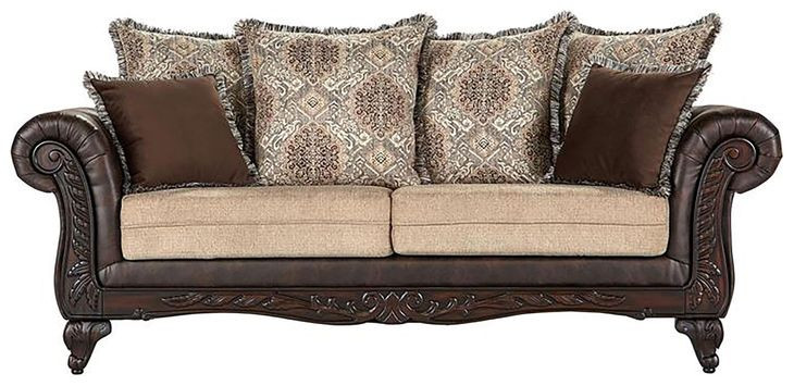 Elmbrook Brown Rolled Arm Sofa