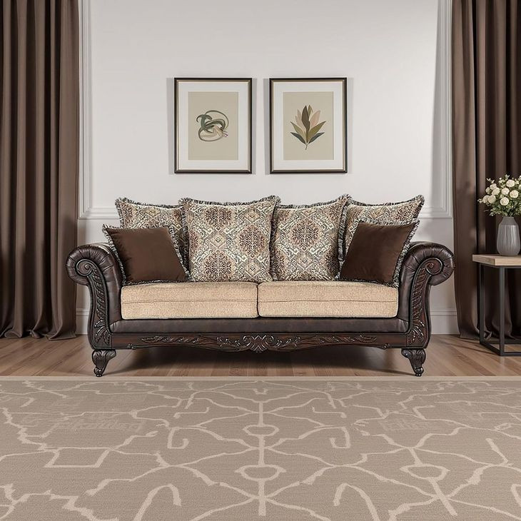 Elmbrook Brown Rolled Arm Sofa