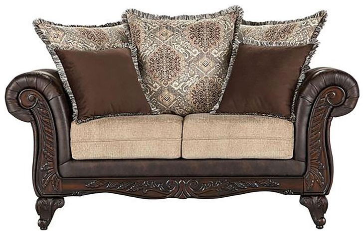 Elmbrook Brown Rolled Arm Loveseat