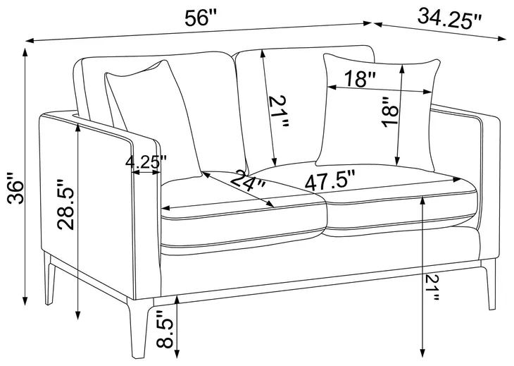 Apperson Light Gray 56" Loveseat