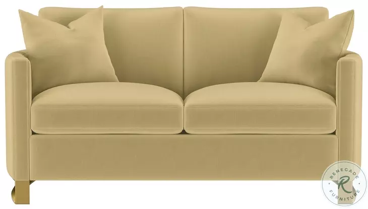 Corliss Camel Velvet Curved Track Arm 69" Loveseat