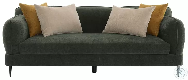 Jade Green Chenille Modern Track Arm 84" Sofa