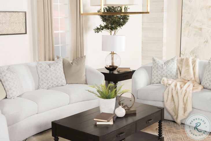 Rainn Upholstered Tight Back Sofa Latte At