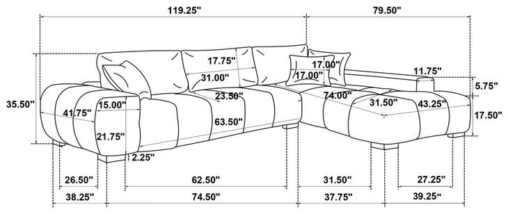 Octavia Orange 2 Piece Modular Sectional