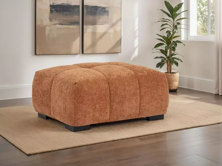 Octavia Orange Upholstered Rectangular Ottoman