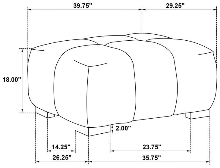 Octavia Orange Rectangular Ottoman