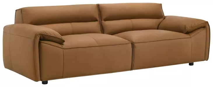 Buxton Orange Leather 91" Sofa
