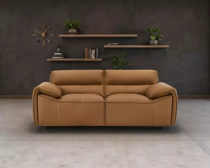 Buxton Orange Leather 74" Loveseat