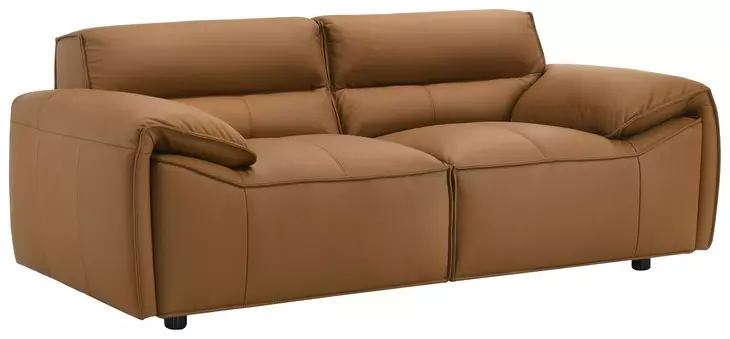 Buxton Orange Leather 74" Loveseat