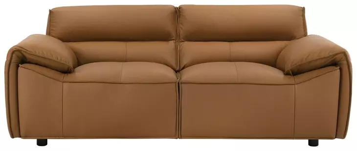 Buxton Orange Leather 74" Loveseat
