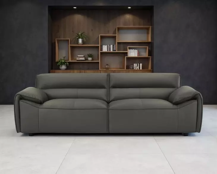 Buxton Graphite Leather 91" Sofa