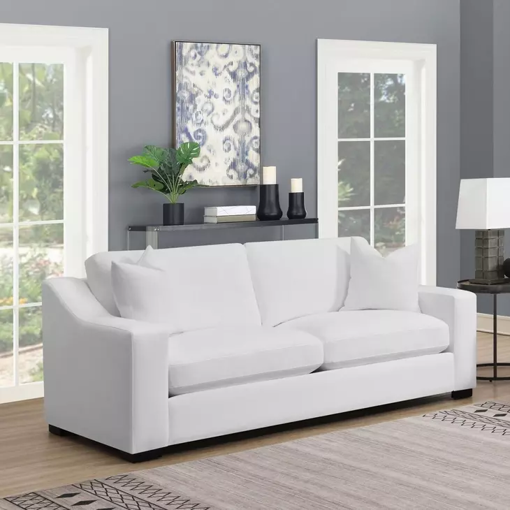 Ashlyn White Upholstered Performance Fabric 90" Sofa