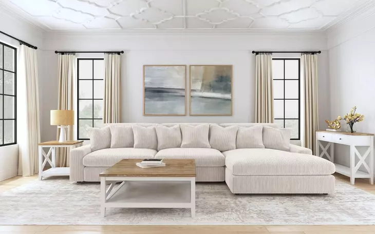 Blaine Sand 3 Piece Performance Fabric Reversible Sectional