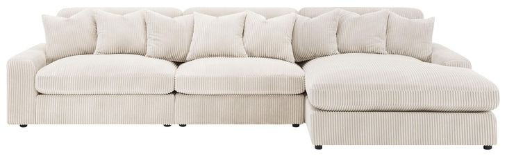 Blaine Sand 3 Piece Performance Fabric Reversible Sectional