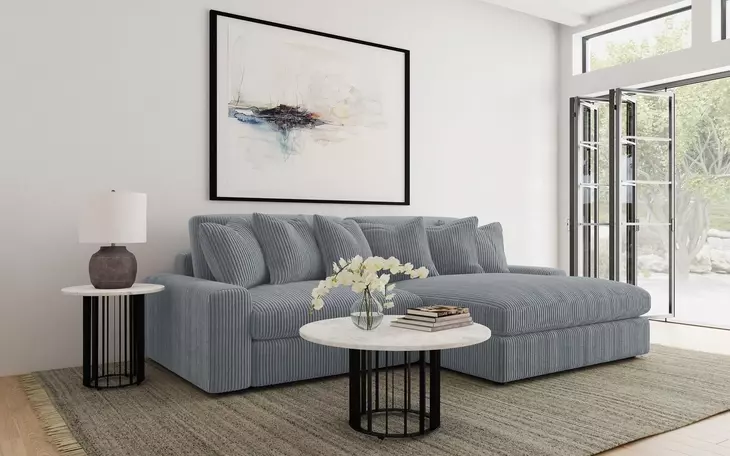 Blaine Fog Performance Fabric Upholstered Reversible Sectional