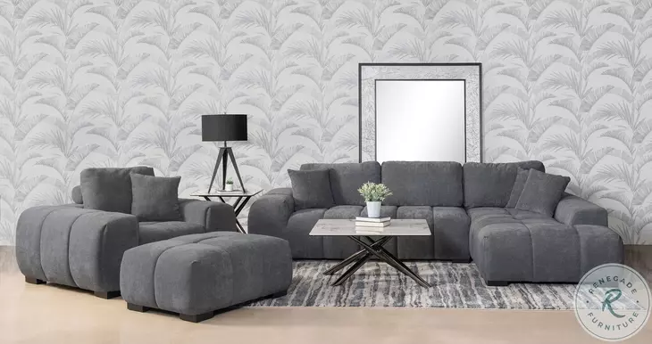 Octavia Charcoal Gray Rectangular Ottoman