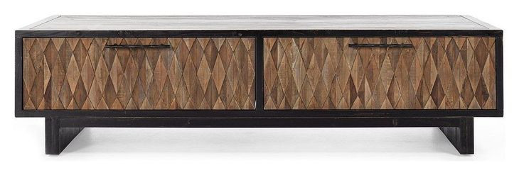 Anton Black and Natural Rectangular Coffee Table with 4 Drawers