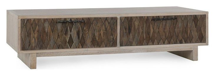 Anton Beige and Natural Rectangular Coffee Table with 4 Drawers