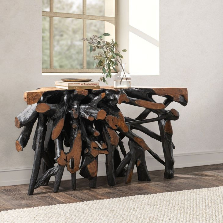 Cypress Black and Brown 60" Free Form Console Table