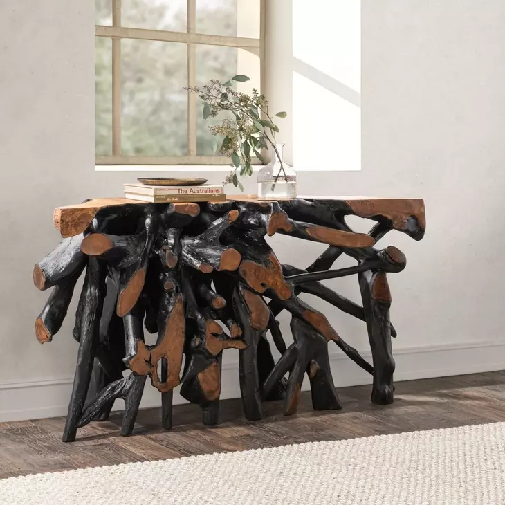 Cypress Black and Brown 60" Free Form Console Table