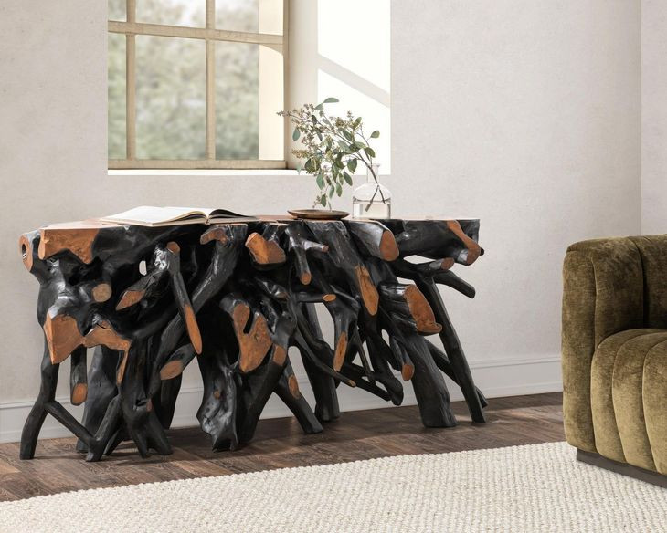 Cypress Black and Brown 70" Free Form Console Table