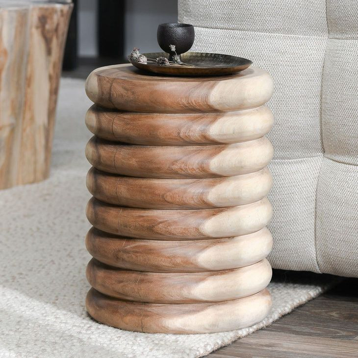 Gala Natural and Beige Round End Table