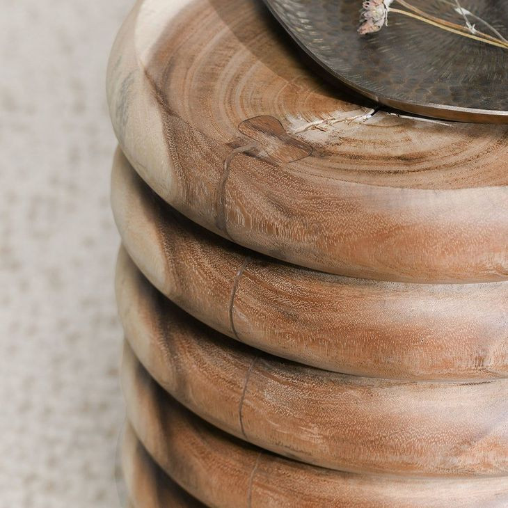 Gala Natural and Beige Round End Table