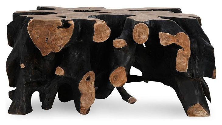 Cypress Black and Natural Square Coffee Table