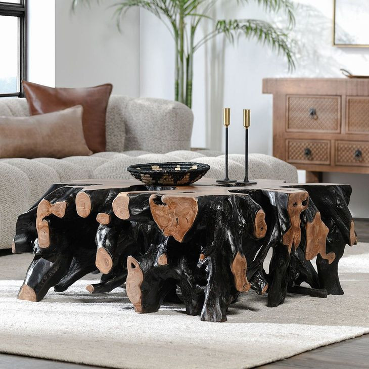 Cypress Black and Natural Square Coffee Table