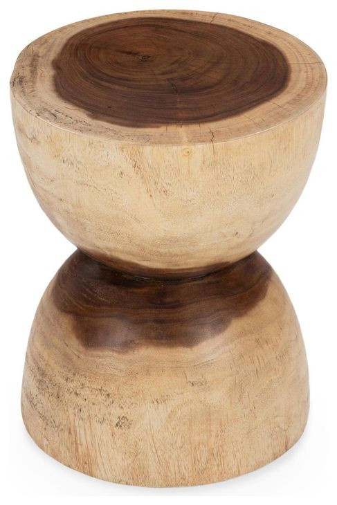 Lanna Natural and Beige Round Accent Table