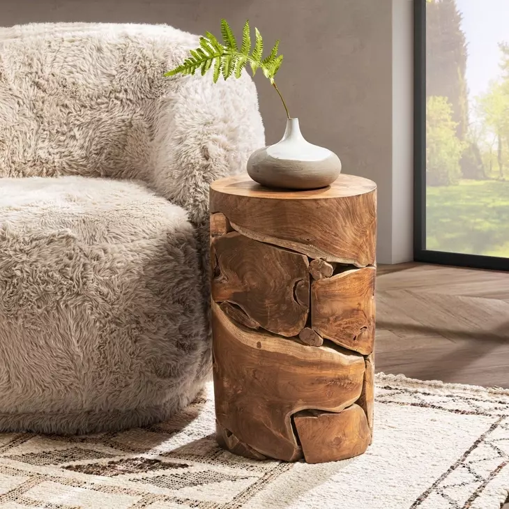 Rhea Natural Round Accent Table