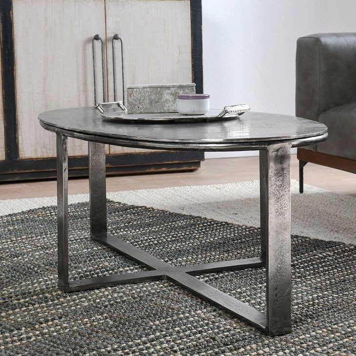 Flores Nickel Oval Coffee Table