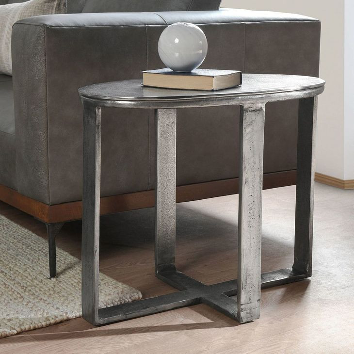 Flores Nickel Oval End Table