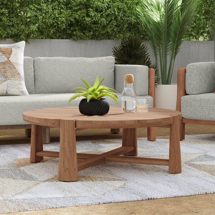 Aston Natural 48" Round Outdoor Coffee Table