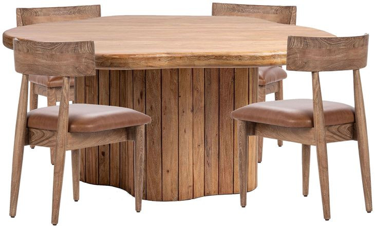 Alvaro Golden Wheat 65" Free Form Dining Room Set