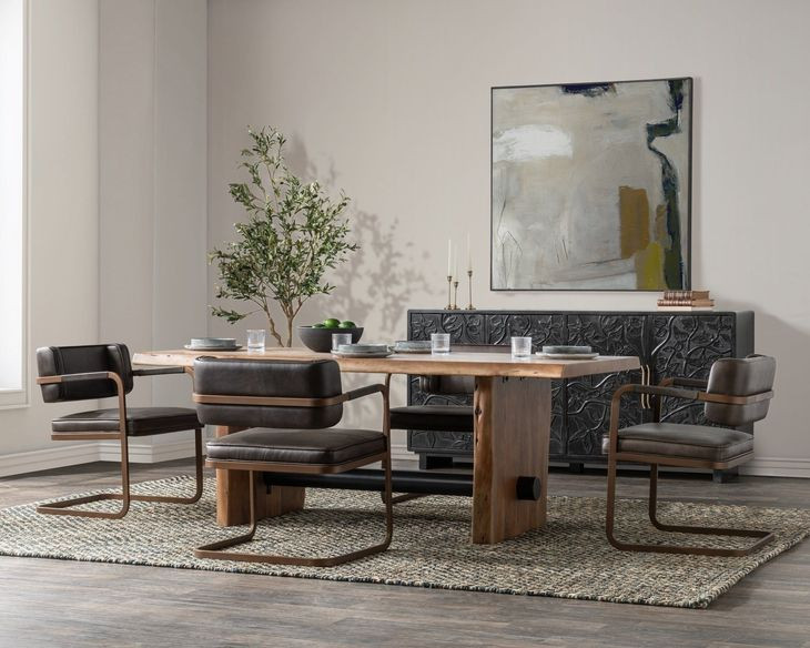 Brinton Acorn Brown and Black 80" Rectangular Dining Table