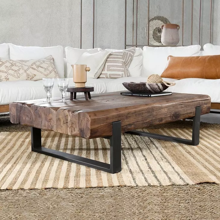 Duarte Rustic Brown and Black Rectangular Coffee Table