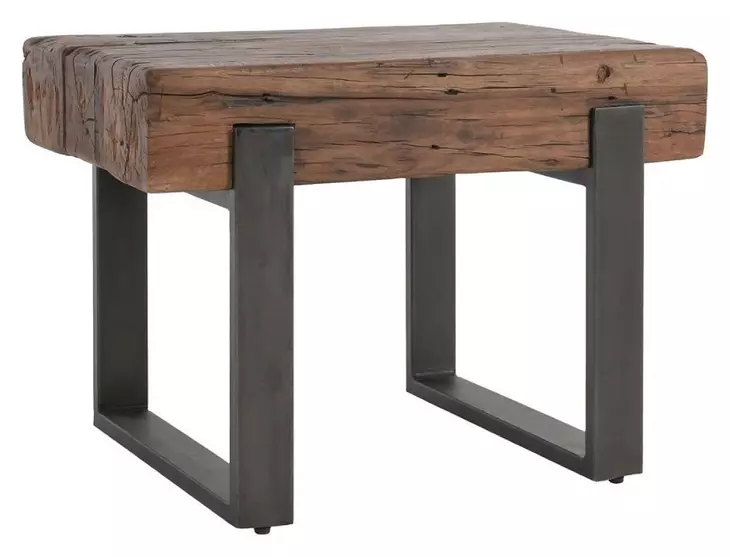 Duarte Rustic Brown and Gray Rectangular End Table