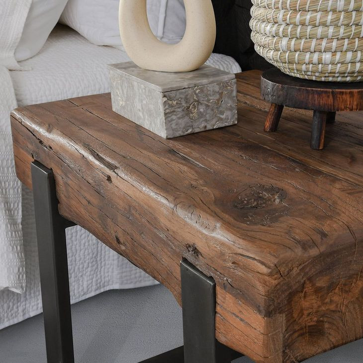 Duarte Rustic Brown and Gray Rectangular End Table