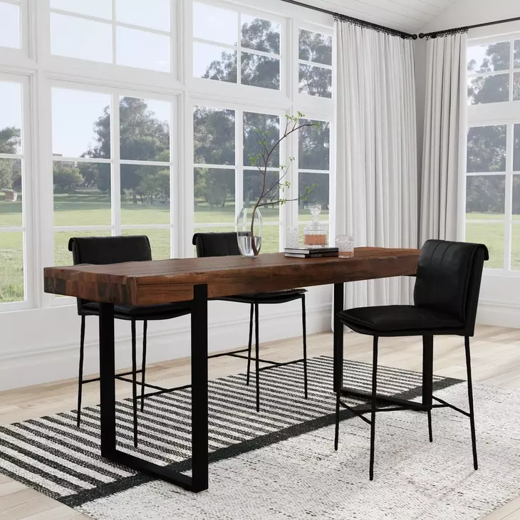 Duarte Rustic Brown and Black 92" Rectangular Counter Height Table