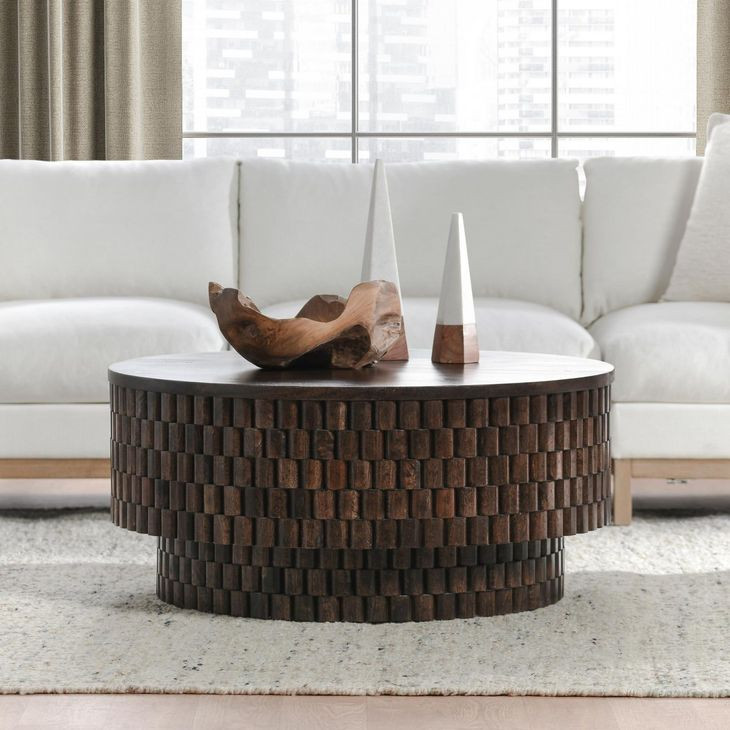 Norwood Bark Brown Round Coffee Table