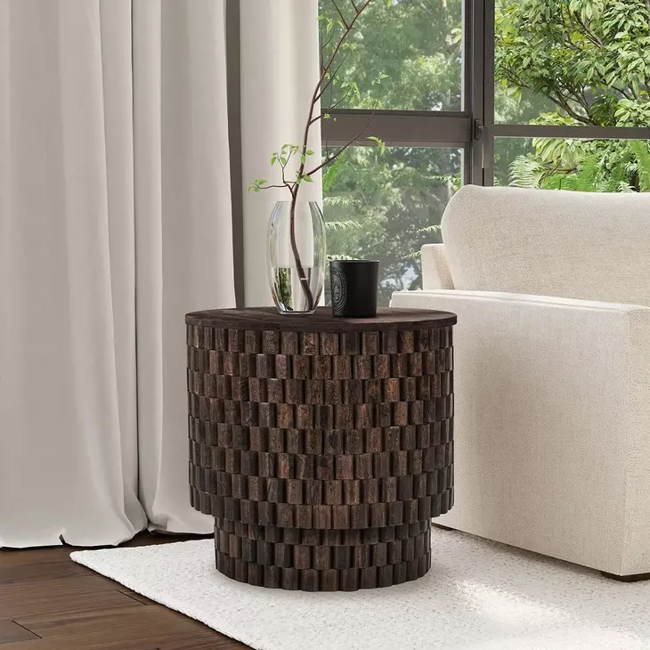 Norwood Bark Brown Round End Table