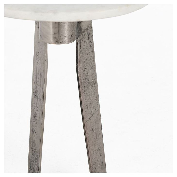 Leyton White and Gray Round Marble Top Accent Table