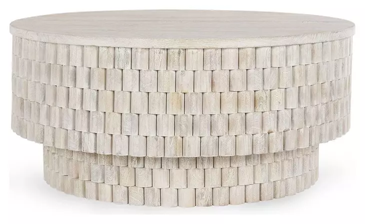 Norwood Coastal White Round Coffee Table