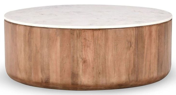 Josie Hickory Brown Round Marble Top Coffee Table