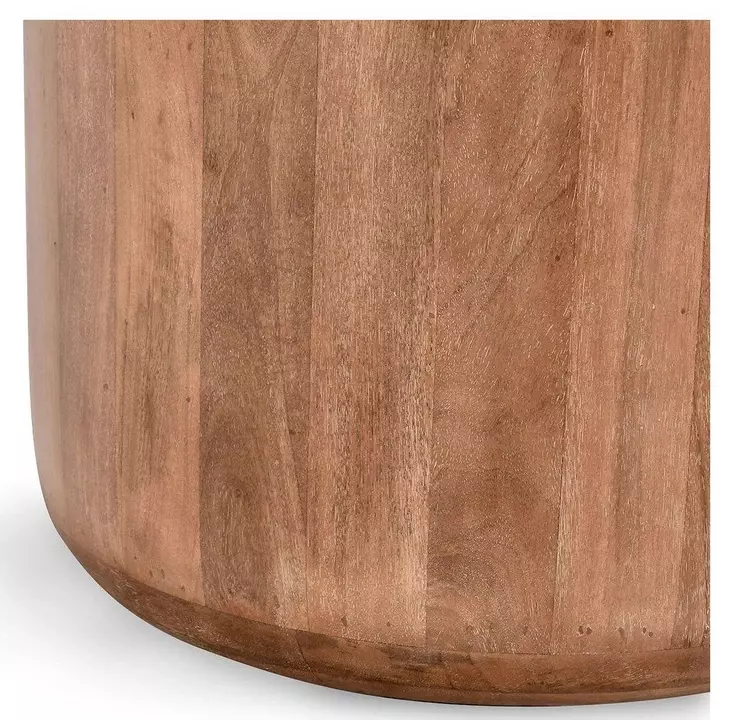 Josie Hickory Brown and White Round Marble Top End Table
