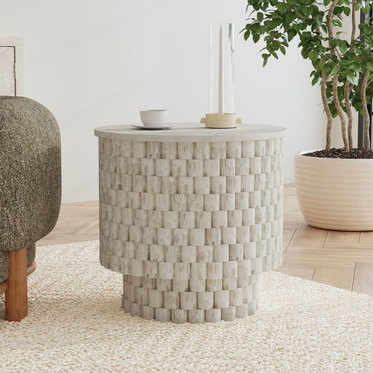 Norwood Coastal White Round End Table