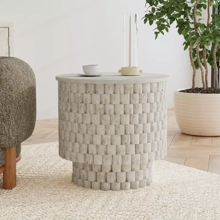 Norwood Coastal White Round End Table