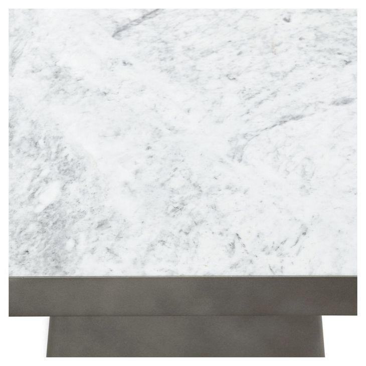 Far White and Slate Gray Square Marble Top Coffee Table